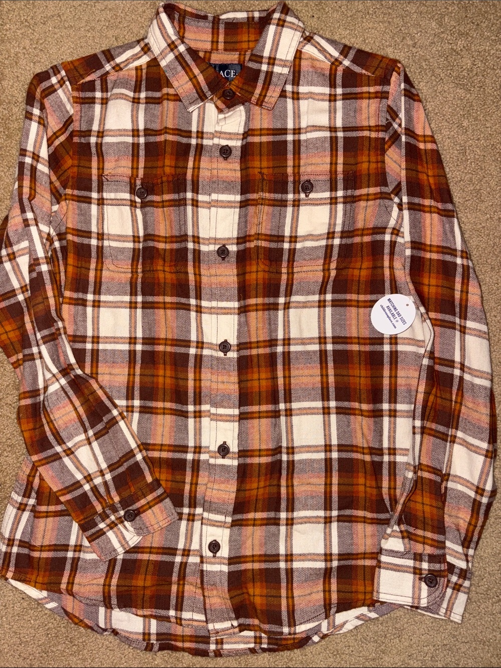 The Children's Place Brown & Orange Plaid Button-Down Shirt